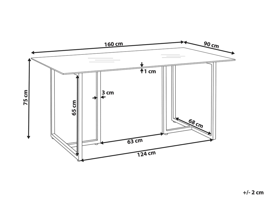 Dining Table ENVIA Silver 160 cm 90 cm Tempered Glass