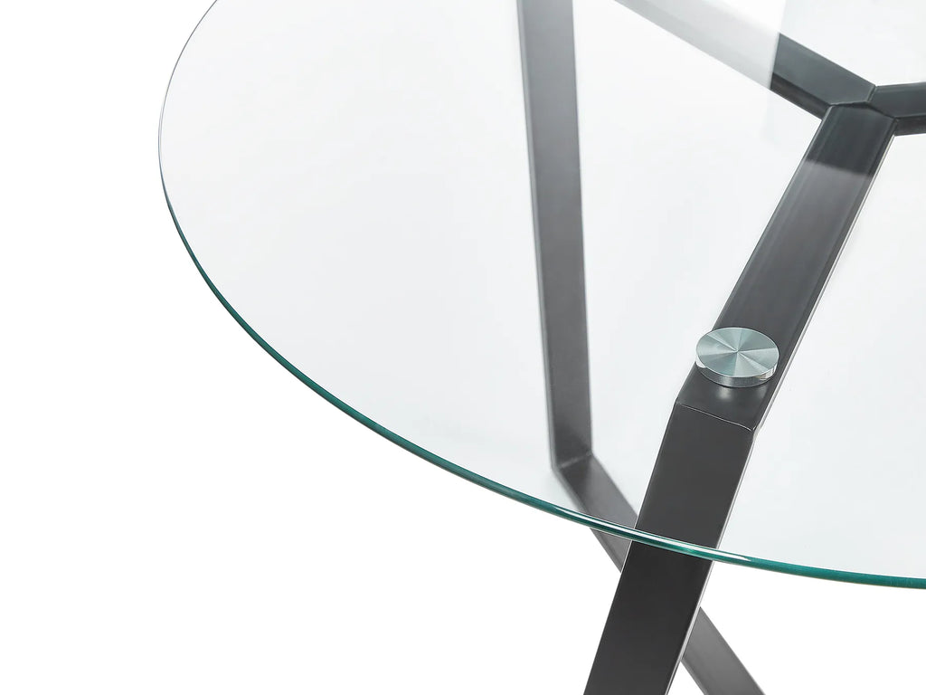 Dining Table KEBRI Black 100 cm 100 cm Tempered Glass