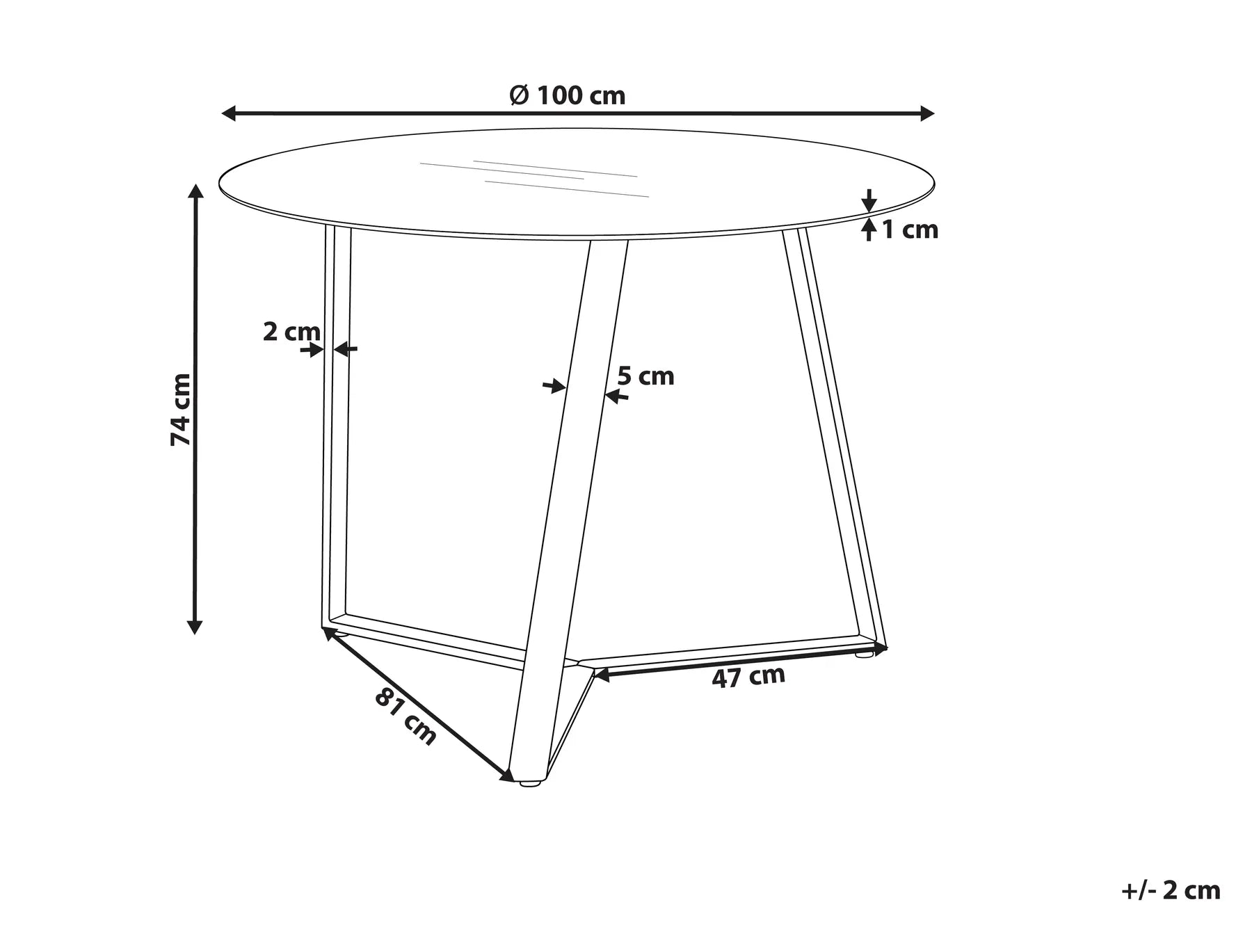Dining Table KEBRI Black 100 cm 100 cm Tempered Glass