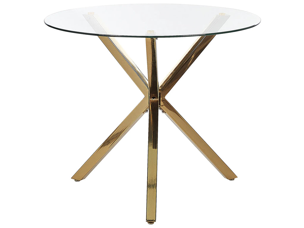 Dining Table SAVONI Gold 90 cm 90 cm Tempered Glass