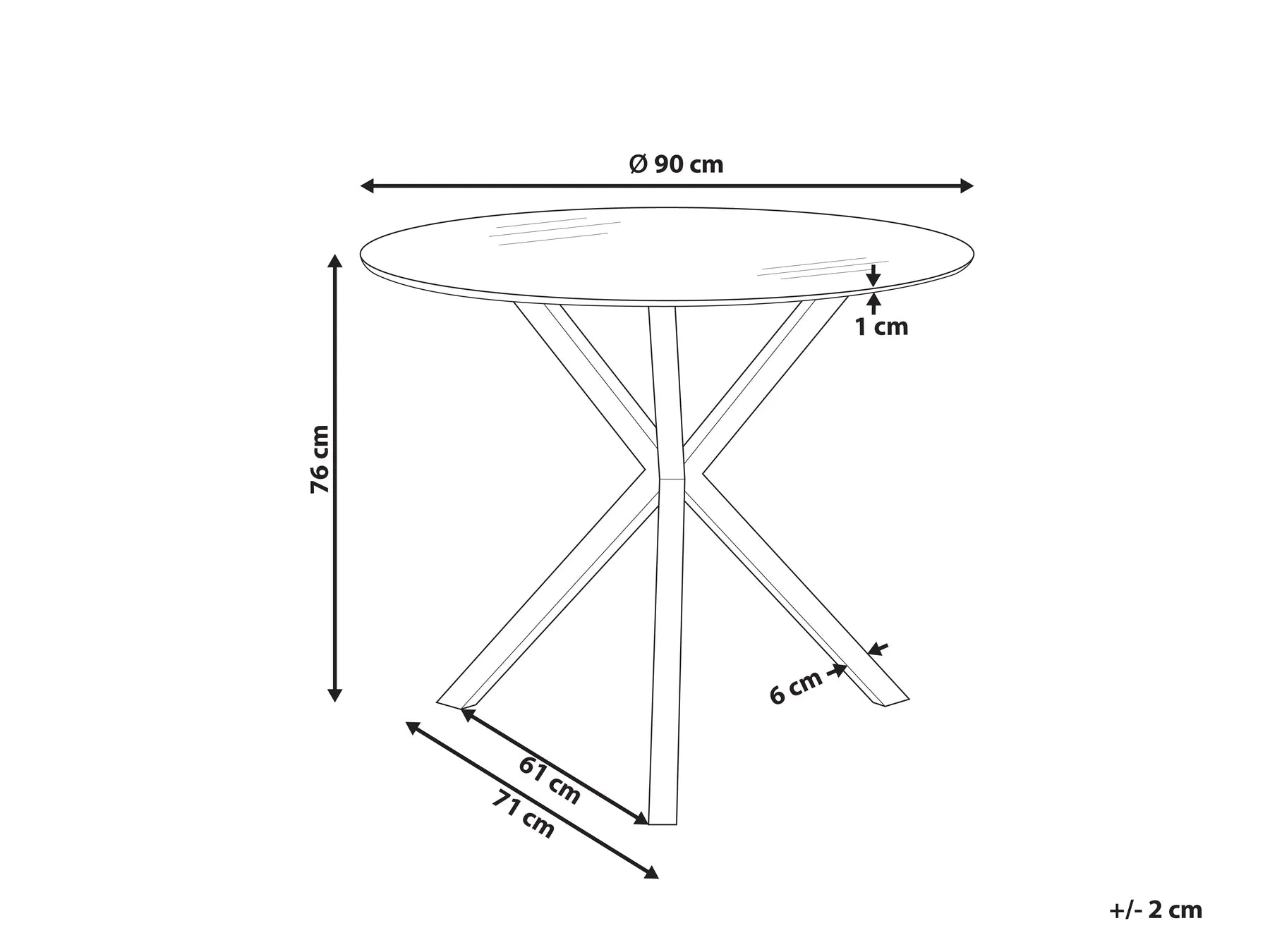 Dining Table SAVONI Gold 90 cm 90 cm Tempered Glass