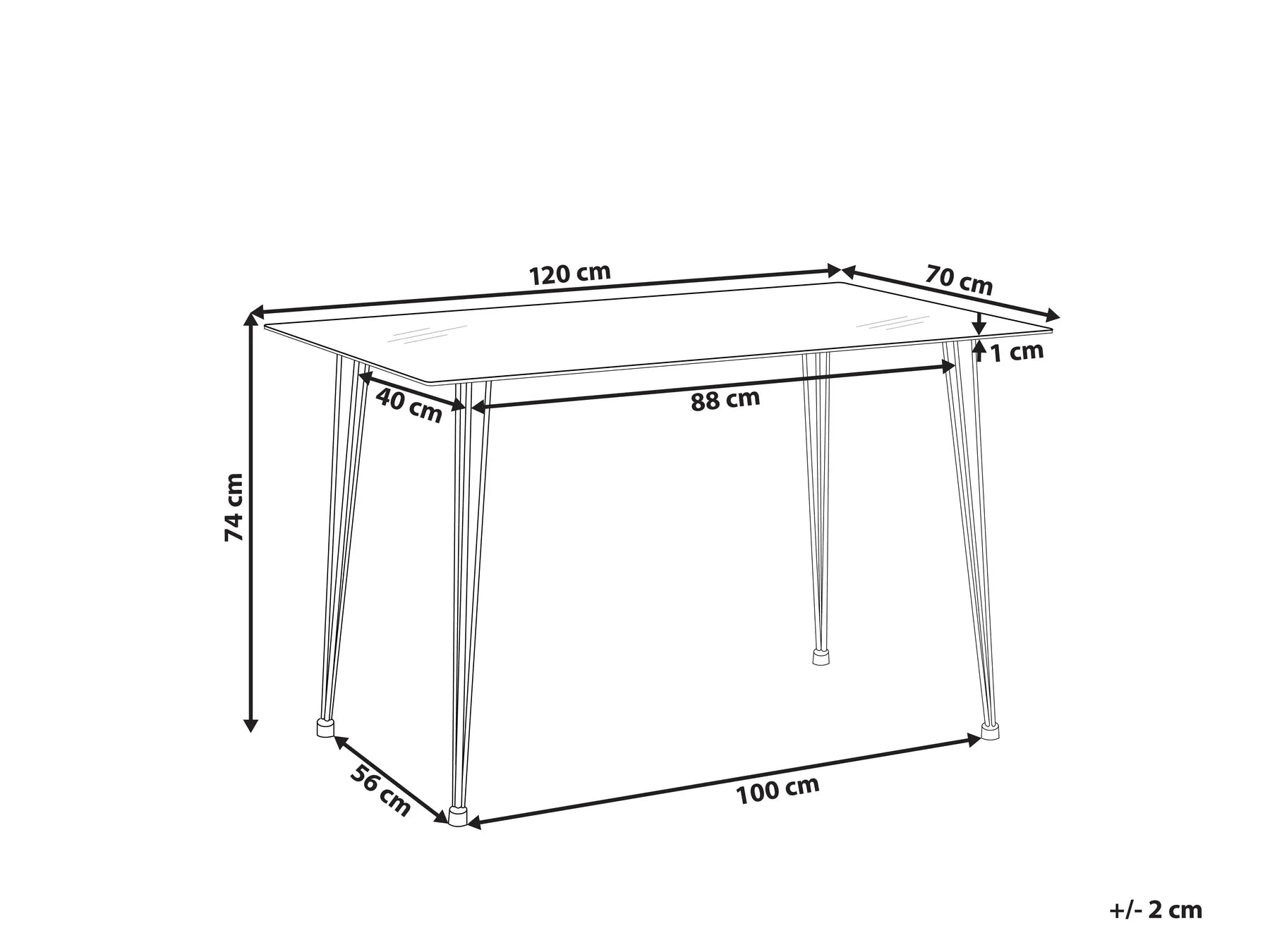 Dining Table WINSTON Silver 120 cm 70 cm Tempered Glass