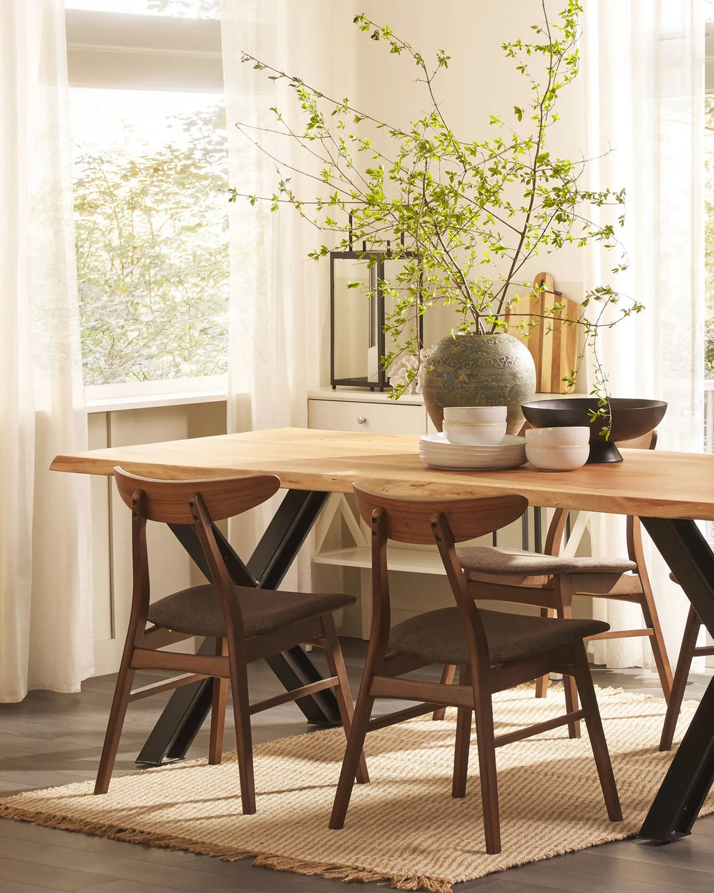 Set of 2 Dining Chairs LYNN Wood Dark Brown/ Grey