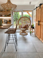 Set of 2 Bar Chairs CASSITA Rattan Natural