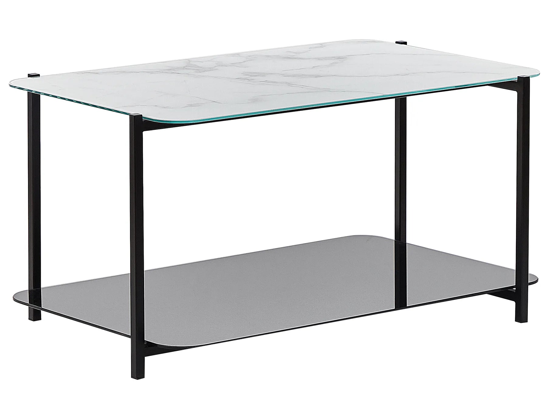 Coffee Table GLOSTER Tempered Glass White Marble