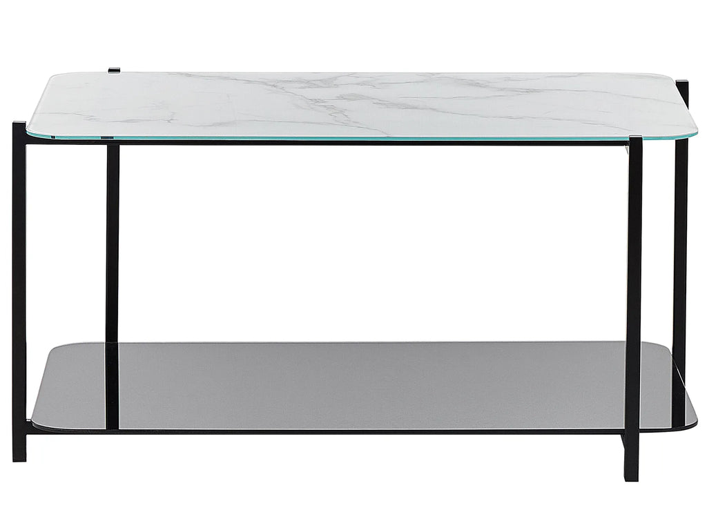 Coffee Table GLOSTER Tempered Glass White Marble