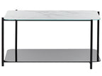 Coffee Table GLOSTER Tempered Glass White Marble