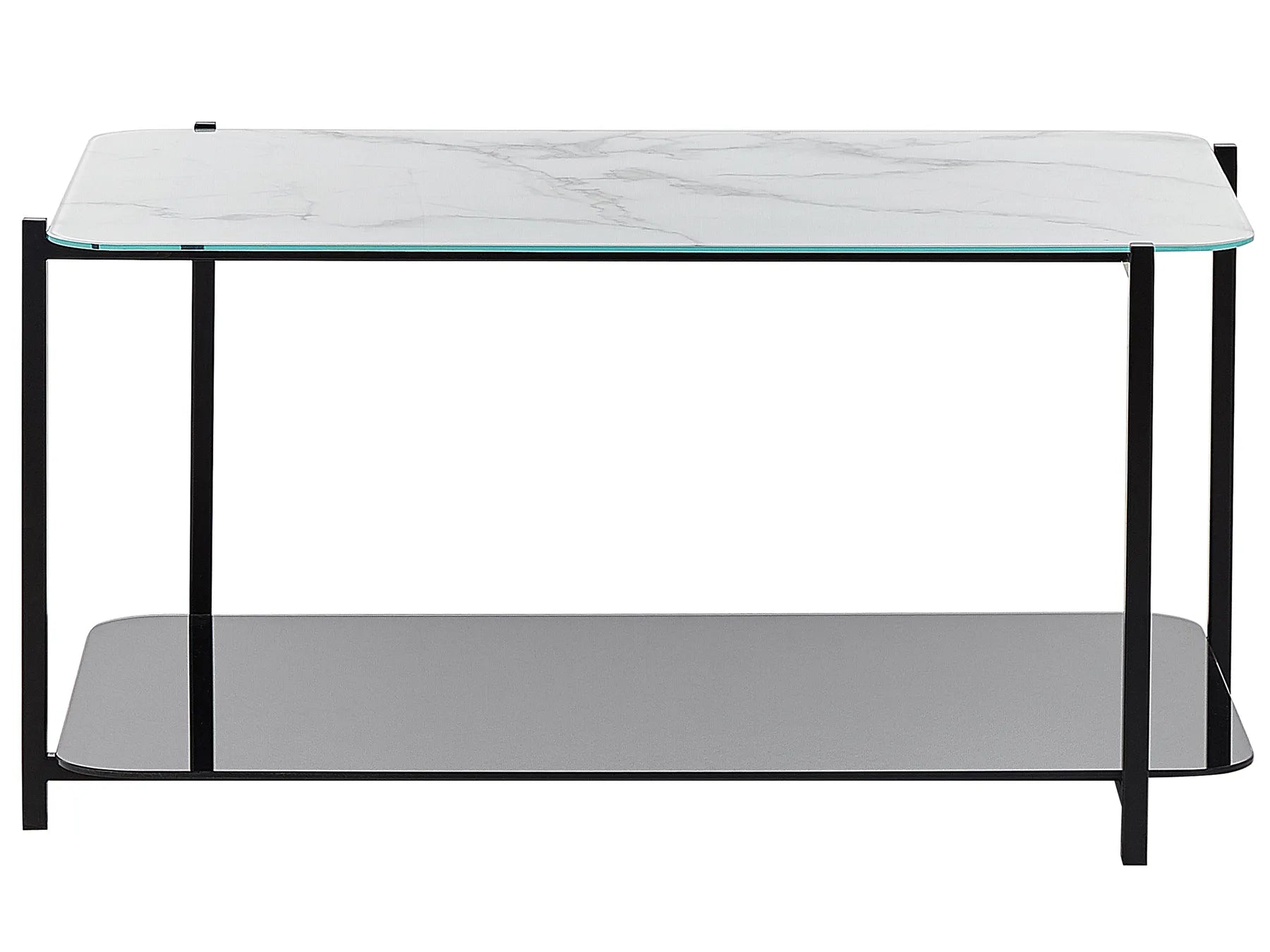 Coffee Table GLOSTER Tempered Glass White Marble