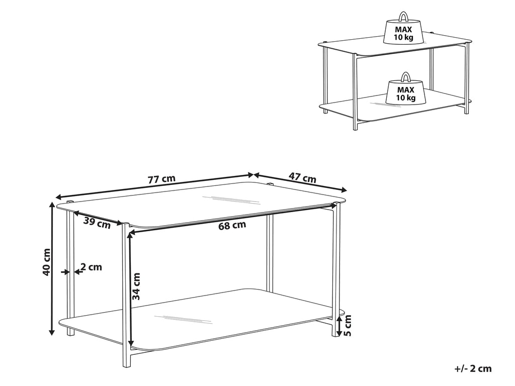 Coffee Table GLOSTER Tempered Glass White Marble
