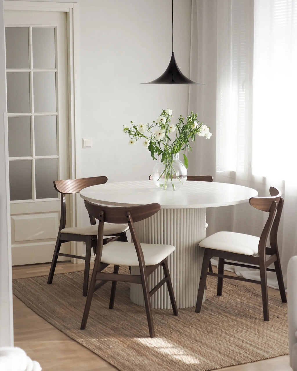 Set of 2 Dining Chairs LYNN Wood Dark Brown/ White