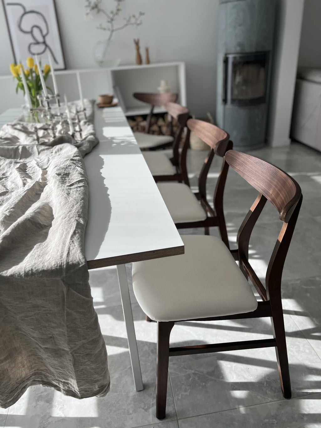 Set of 2 Dining Chairs LYNN Wood Dark Brown/ White