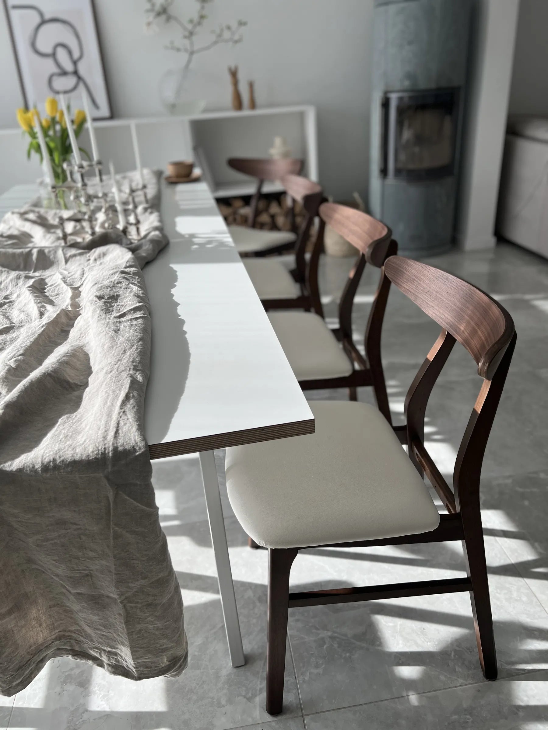 Set of 2 Dining Chairs LYNN Wood Dark Brown/ White
