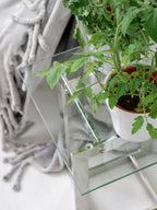 Side Table CRYSTAL Tempered Glass Silver