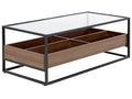 Coffee Table WACO Tempered Glass Black with Storage