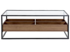 Coffee Table WACO Tempered Glass Black with Storage