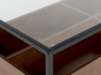 Coffee Table WACO Tempered Glass Black with Storage