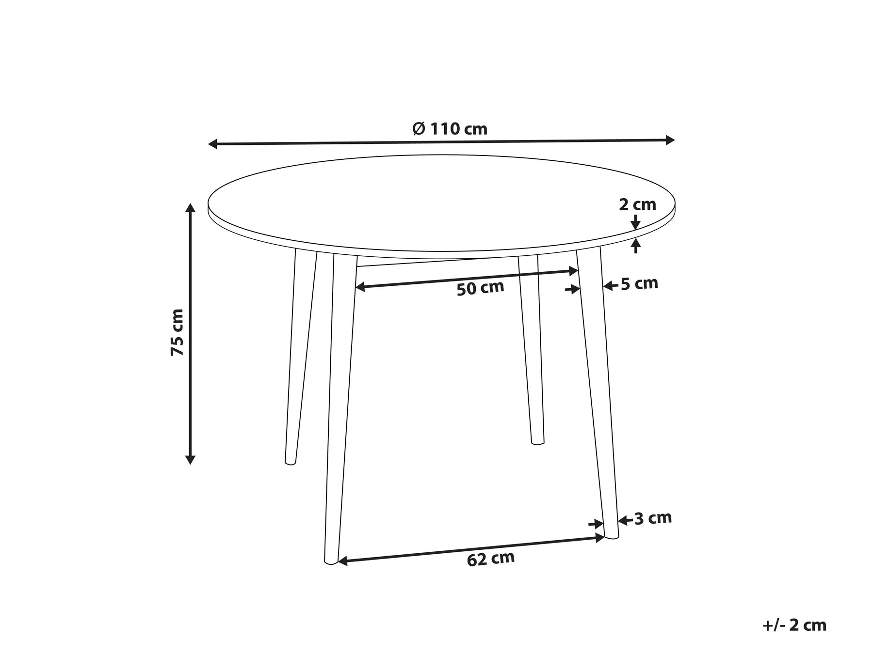 Dining Table RADAN Light Brown 110 cm 110 cm