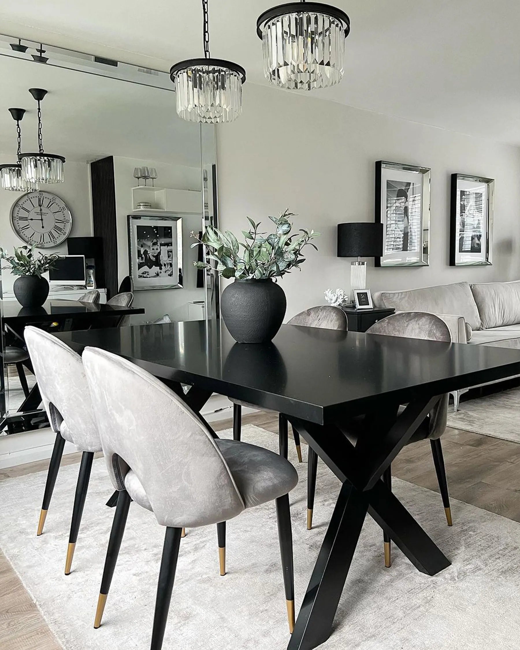 Set of 2 Dining Chairs MAGALIA Velvet Grey