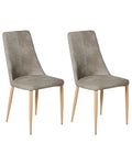 Set of 2 Dining Chairs CLAYTON Faux Leather Light Grey