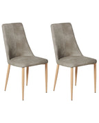 Set of 2 Dining Chairs CLAYTON Faux Leather Light Grey