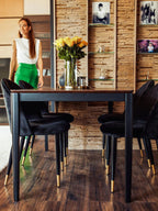 Set of 2 Dining Chairs MAGALIA Velvet Black