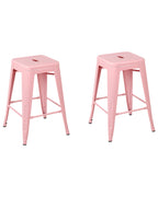 Set of 2 Bar Stools CABRILLO Metal Pink