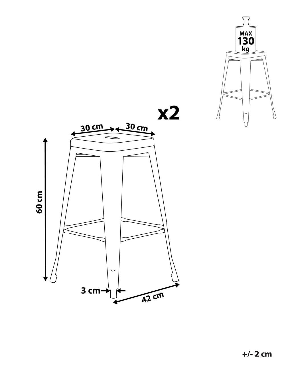 Set of 2 Bar Stools CABRILLO Metal Pink