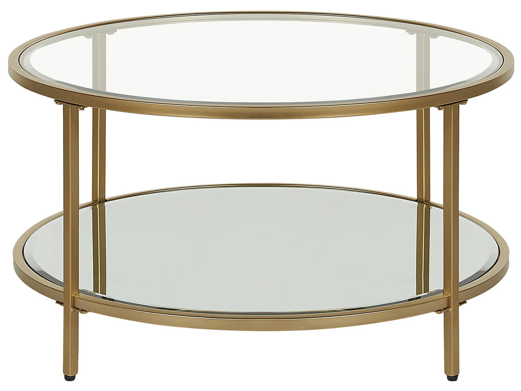 Coffee Table BIRNEY Tempered Glass Gold