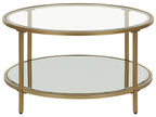 Coffee Table BIRNEY Tempered Glass Gold