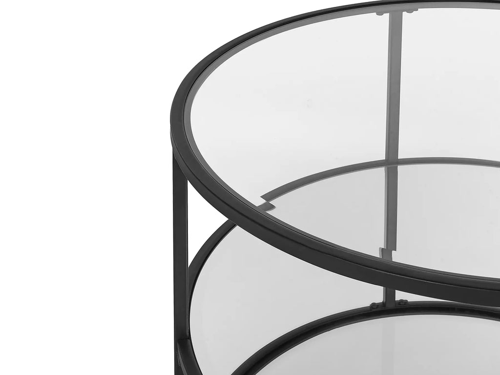 Coffee Table BIRNEY Tempered Glass Black