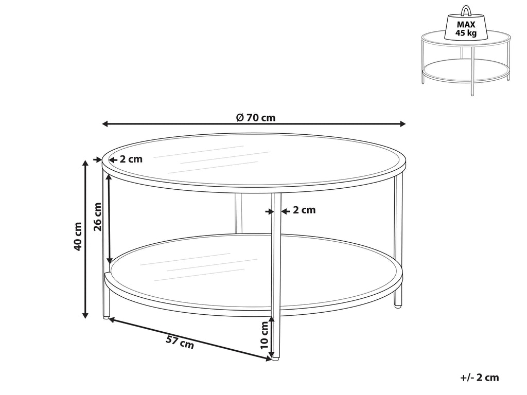 Coffee Table BIRNEY Tempered Glass Gold