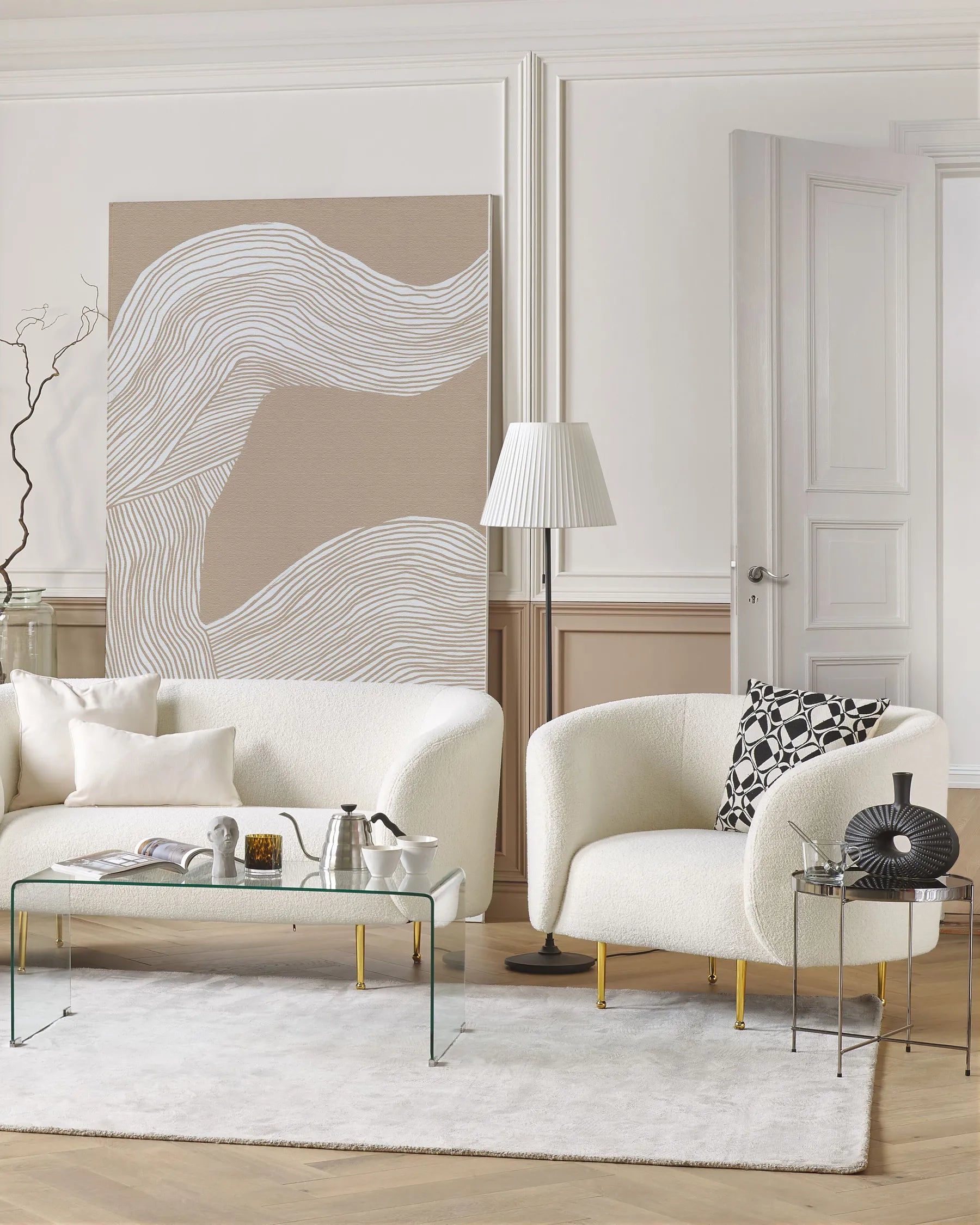 Armchair LOEN Boucle White