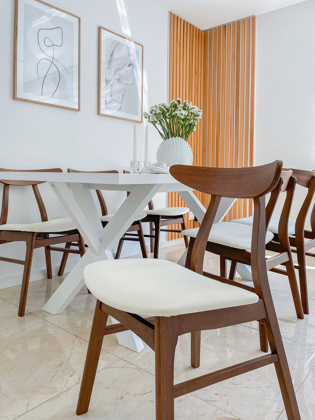 Set of 2 Dining Chairs LYNN Wood Dark Brown/ White