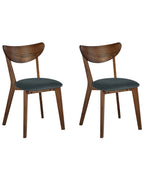 Set of 2 Dining Chairs ERIE Wood Dark Brown/ Grey
