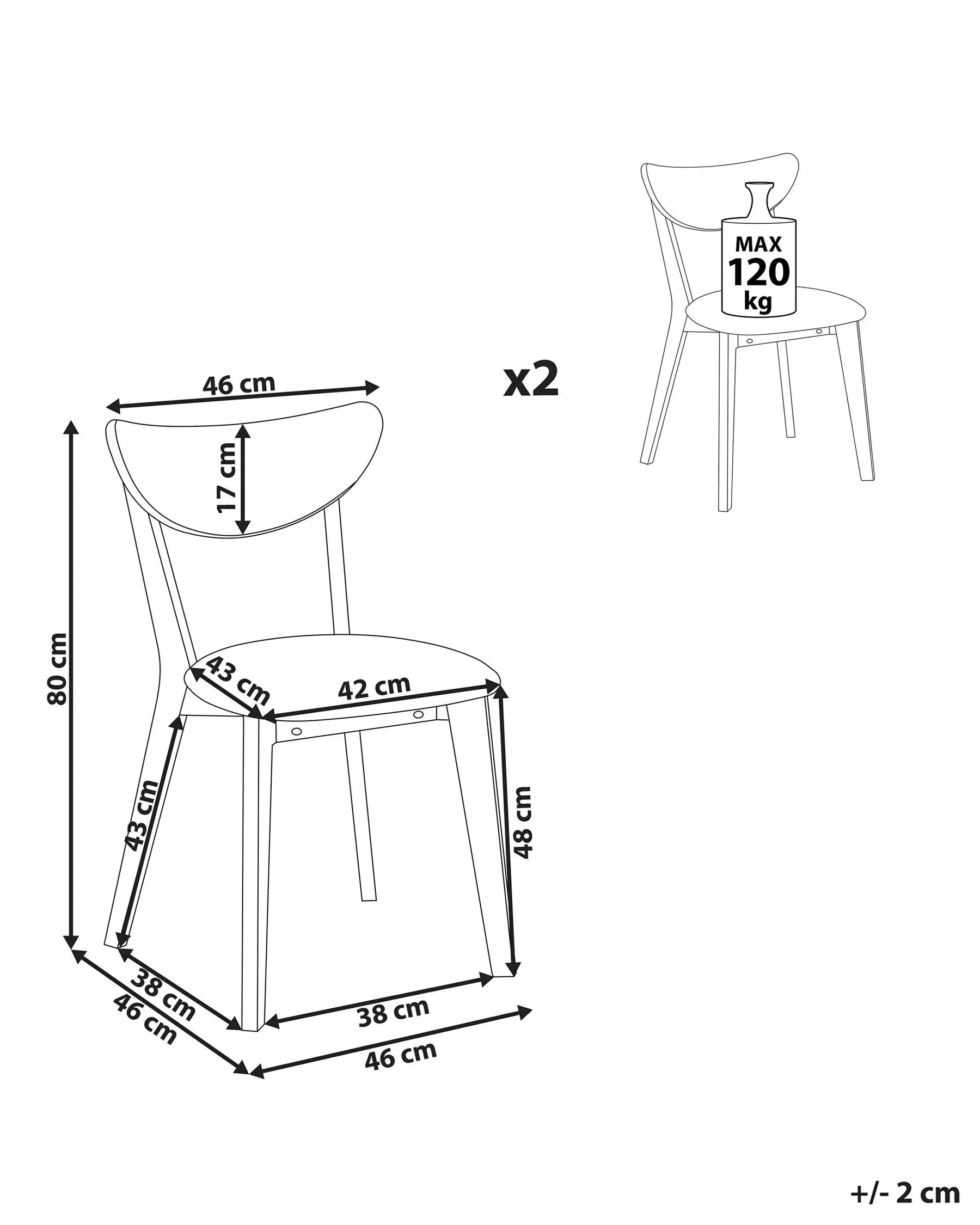 Set of 2 Dining Chairs ERIE Wood Dark Brown/ Grey