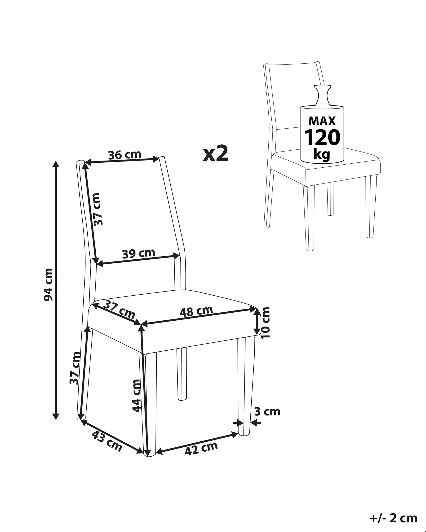 Set of 2 Dining Chairs ELMIRA Wood Grey