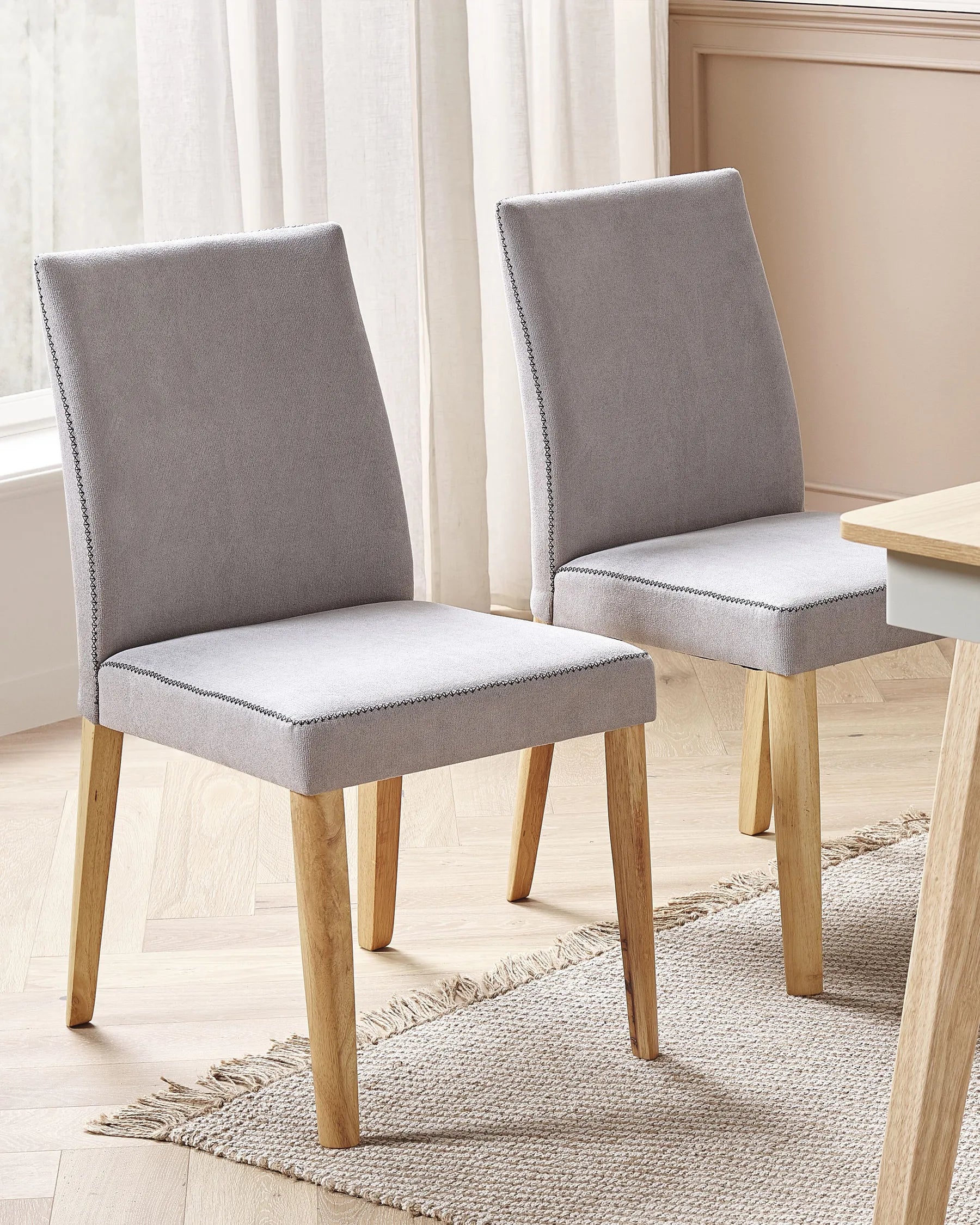 Set of 2 Dining Chairs PHOLA Fabric Grey