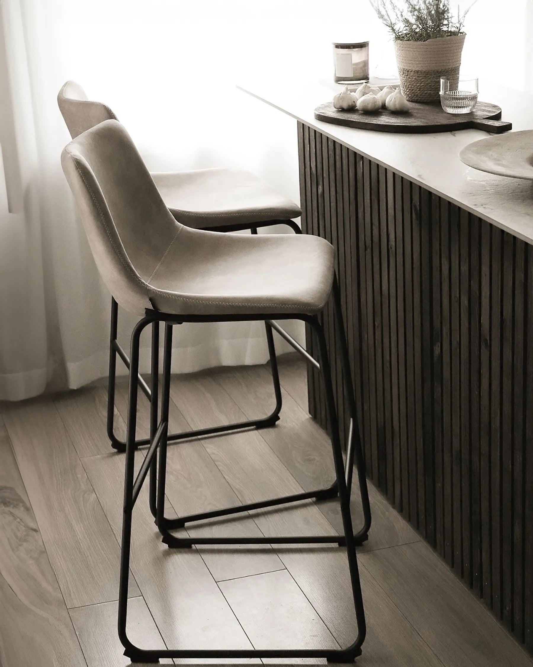 Set of 2 Bar Chairs FRANKS Beige