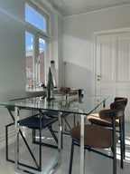 Dining Table ENVIA Silver 160 cm 90 cm Tempered Glass