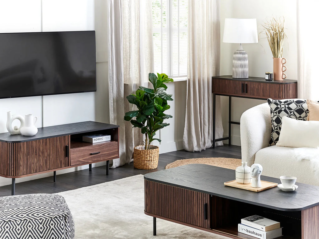 Coffee Table JOSE Dark Brown with Storage
