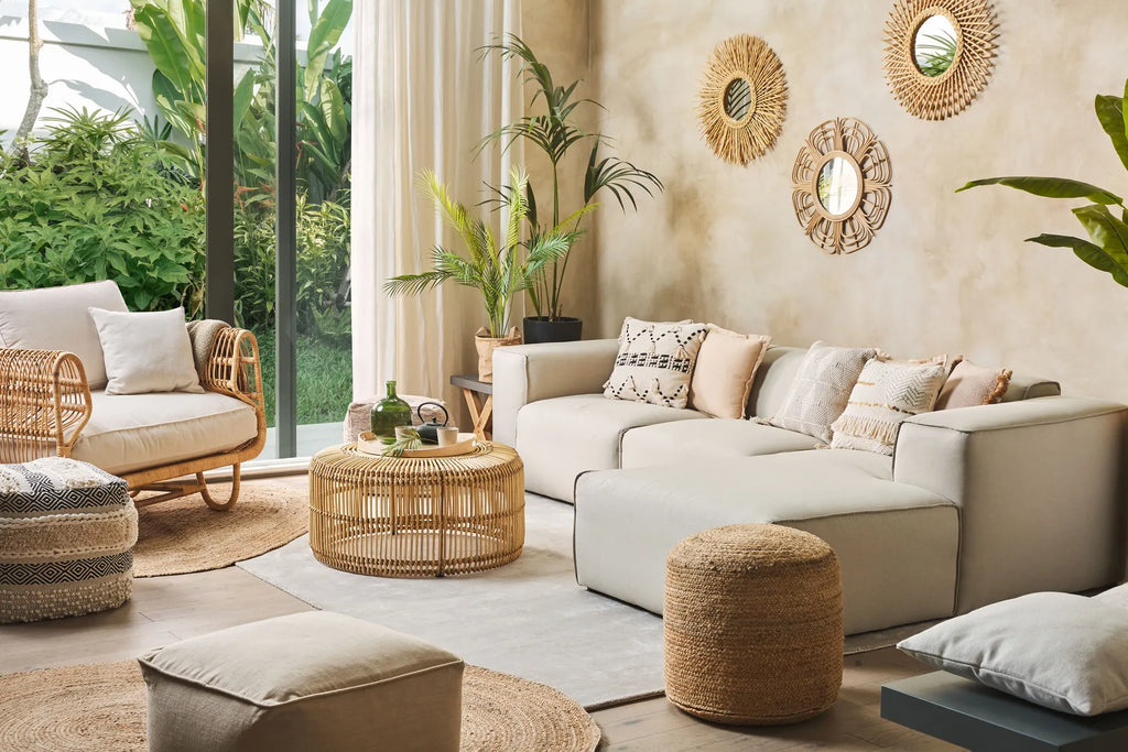 Coffee Table LIMNI Rattan Light Brown