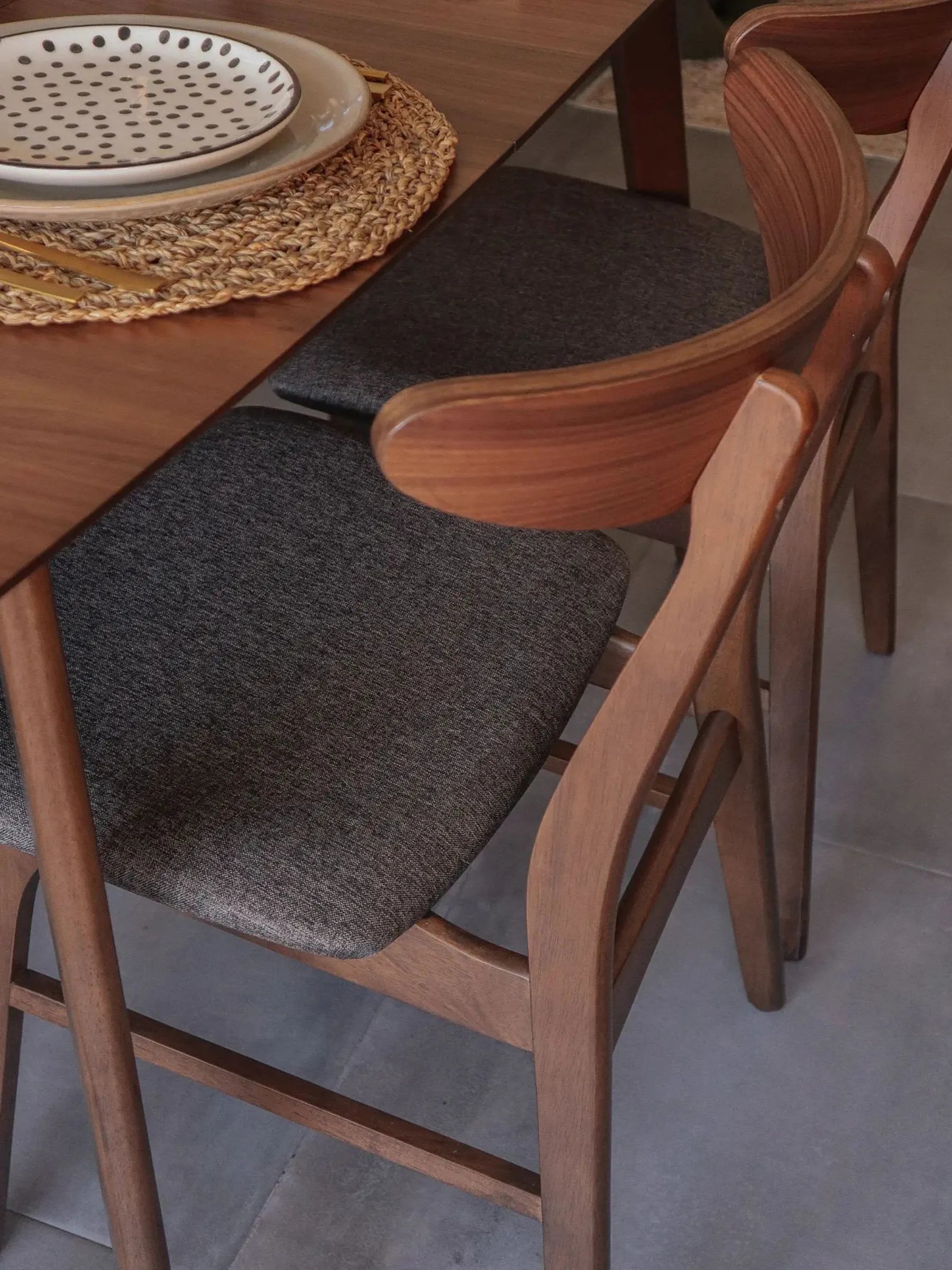 Set of 2 Dining Chairs LYNN Wood Dark Brown/ Grey