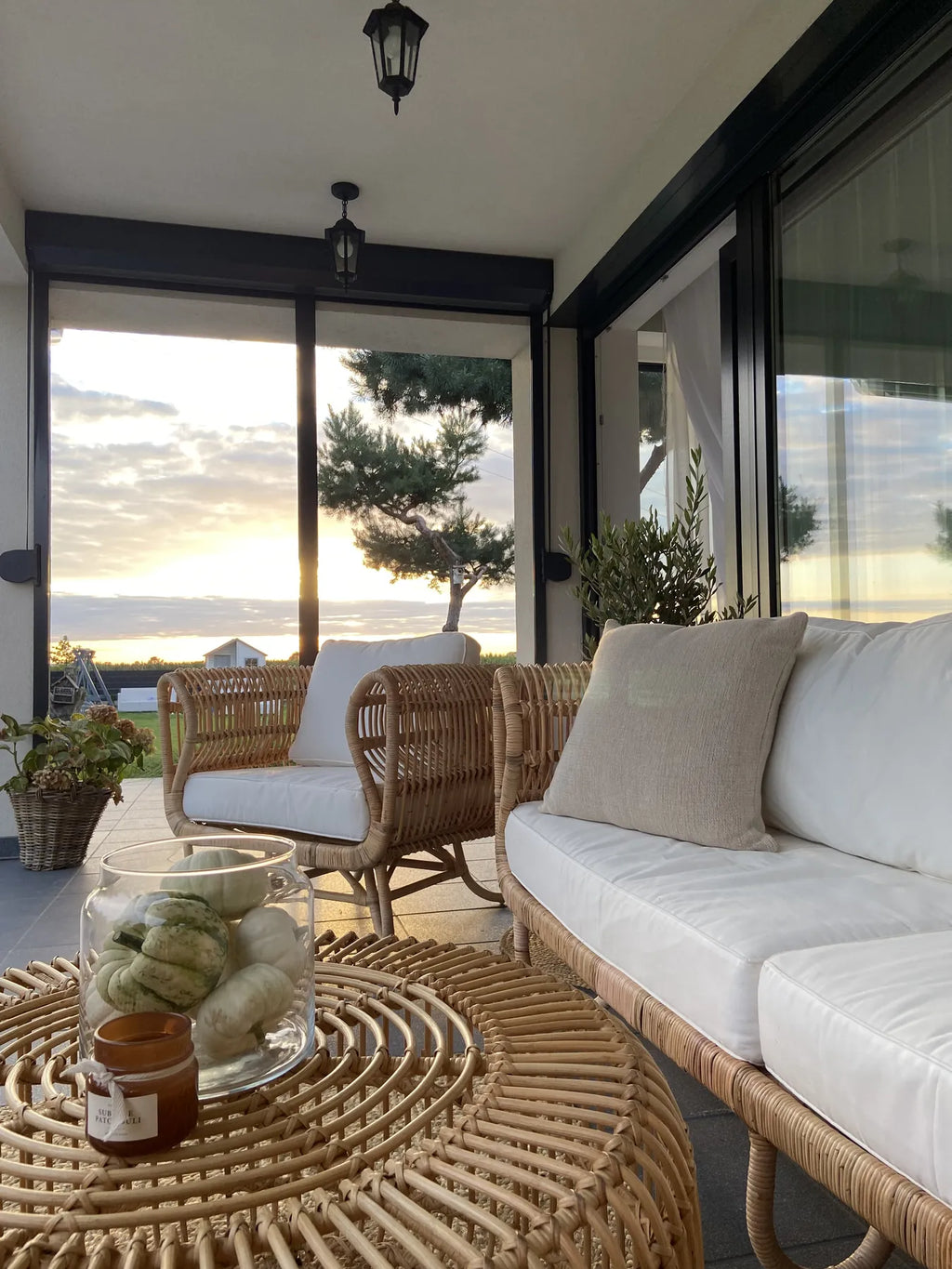 Coffee Table LIMNI Rattan Light Brown