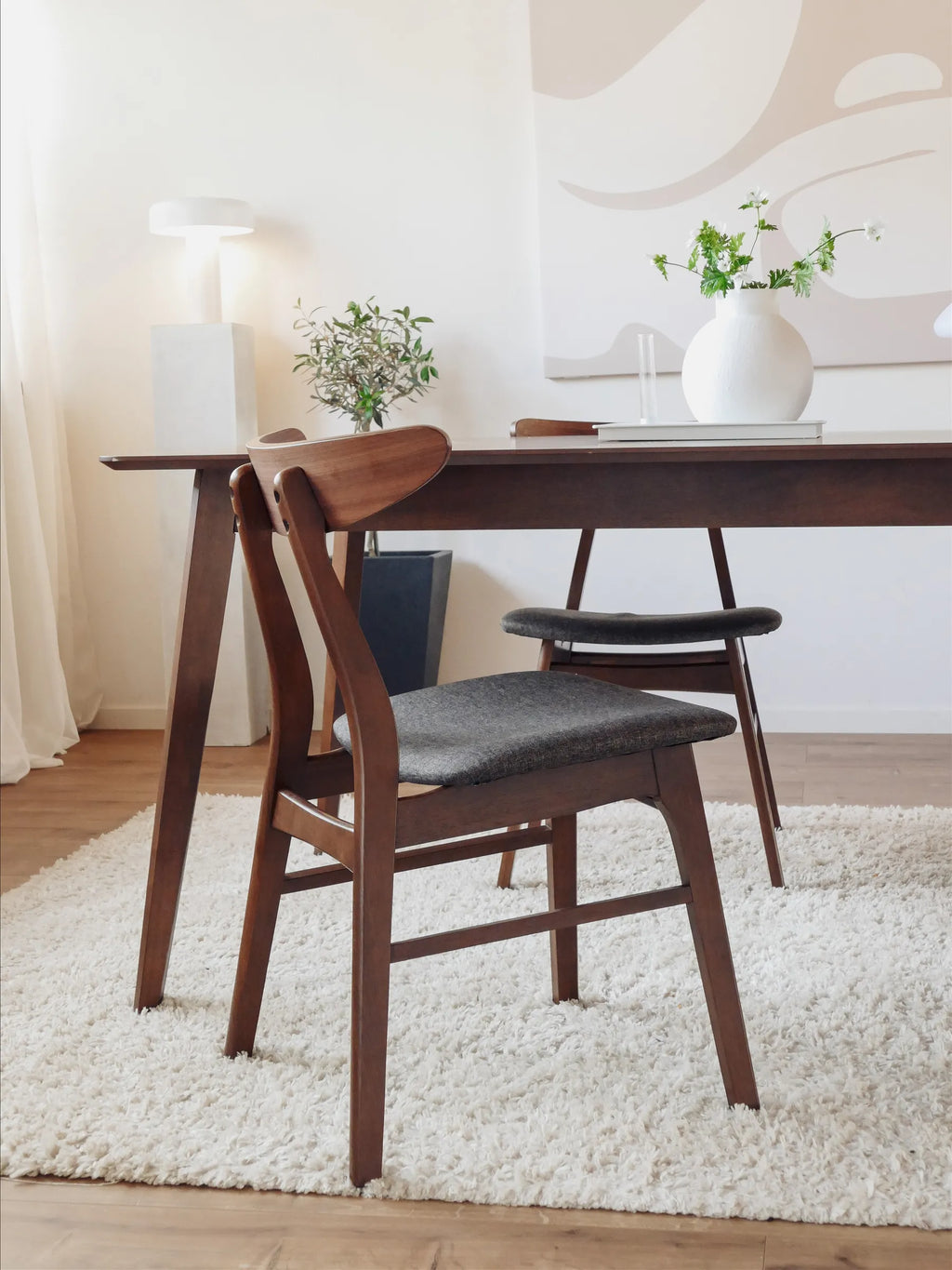 Set of 2 Dining Chairs LYNN Wood Dark Brown/ Grey