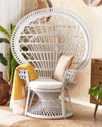 Peacock Chair EMMANUELLE Rattan White