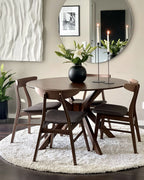 Set of 2 Dining Chairs LYNN Wood Dark Brown/ Grey