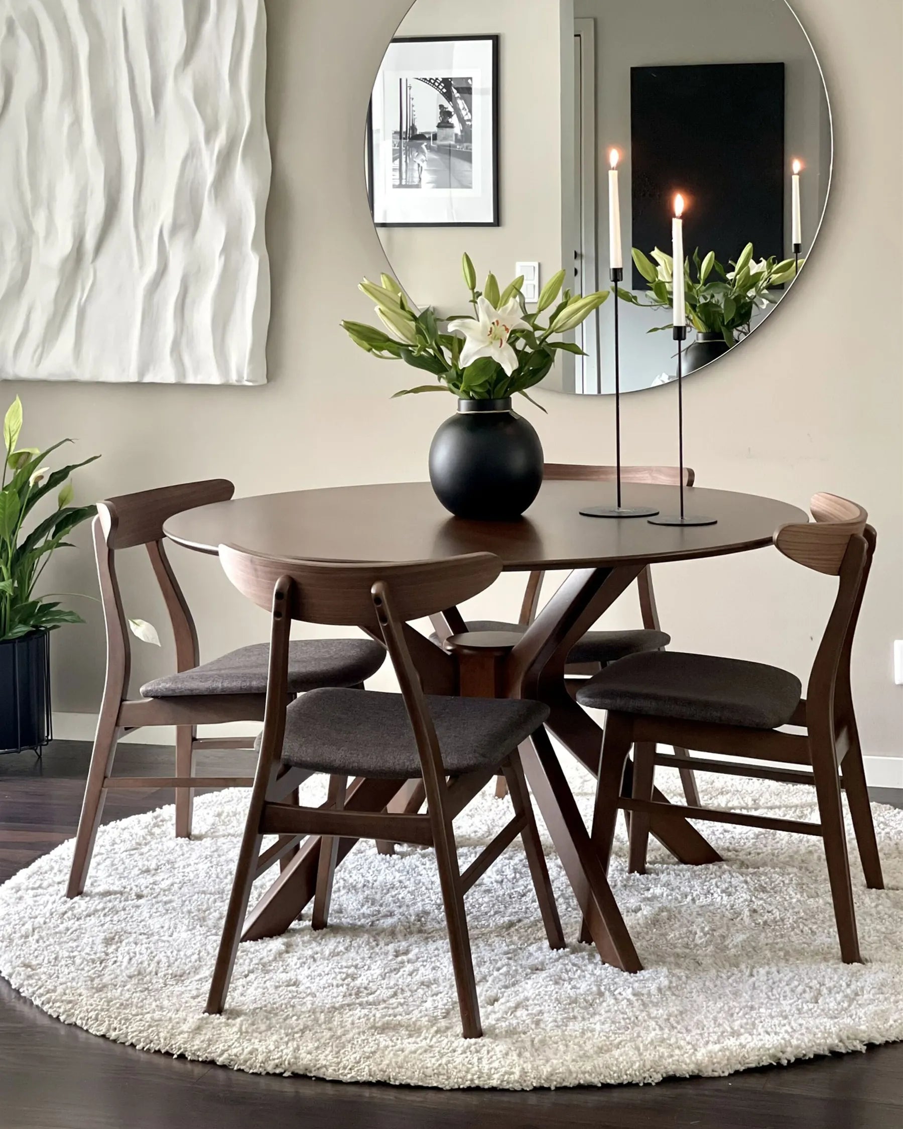 Set of 2 Dining Chairs LYNN Wood Dark Brown/ Grey
