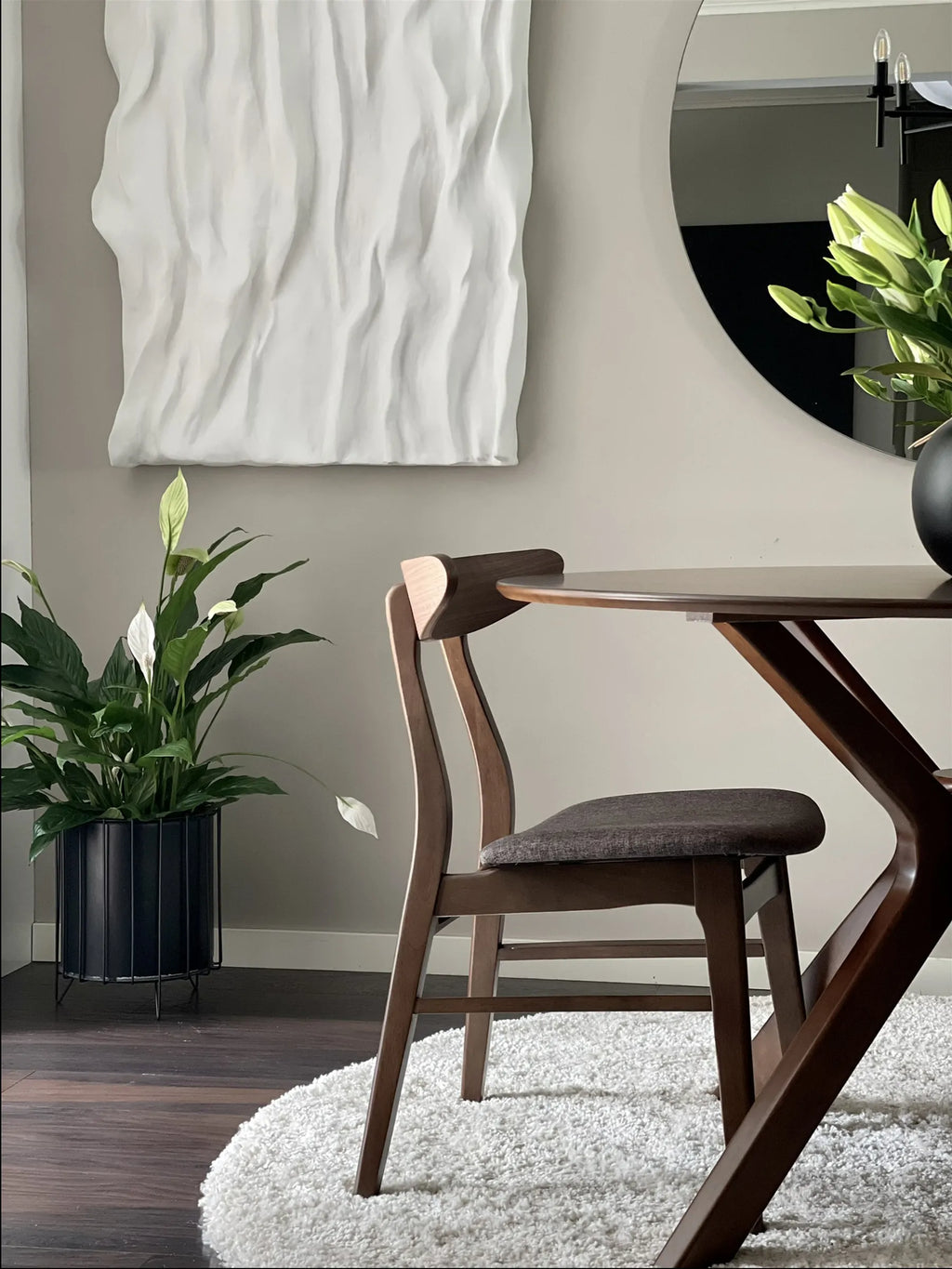 Set of 2 Dining Chairs LYNN Wood Dark Brown/ Grey