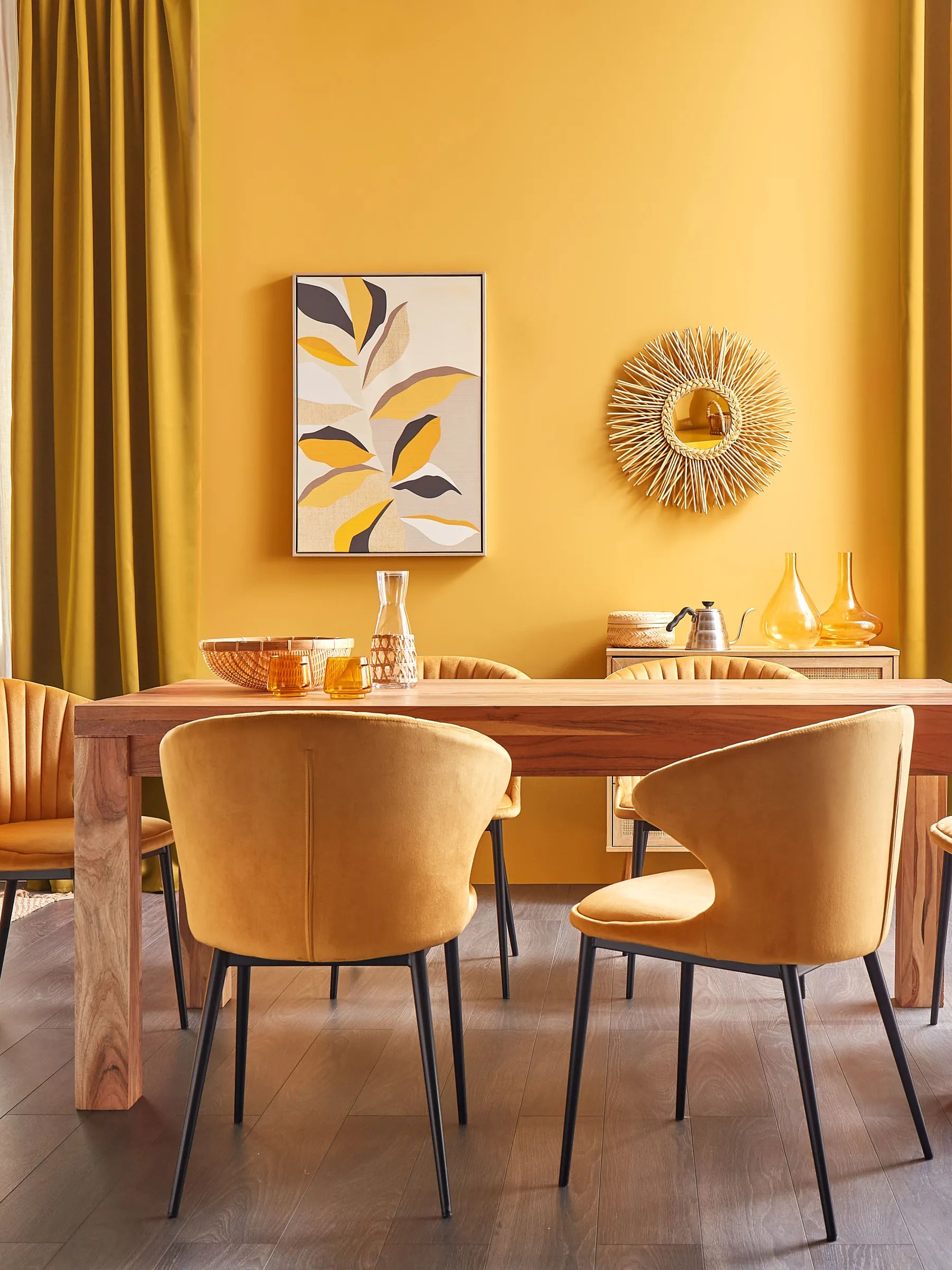 Set of 2 Dining Chairs AUGUSTA Velvet Mustard