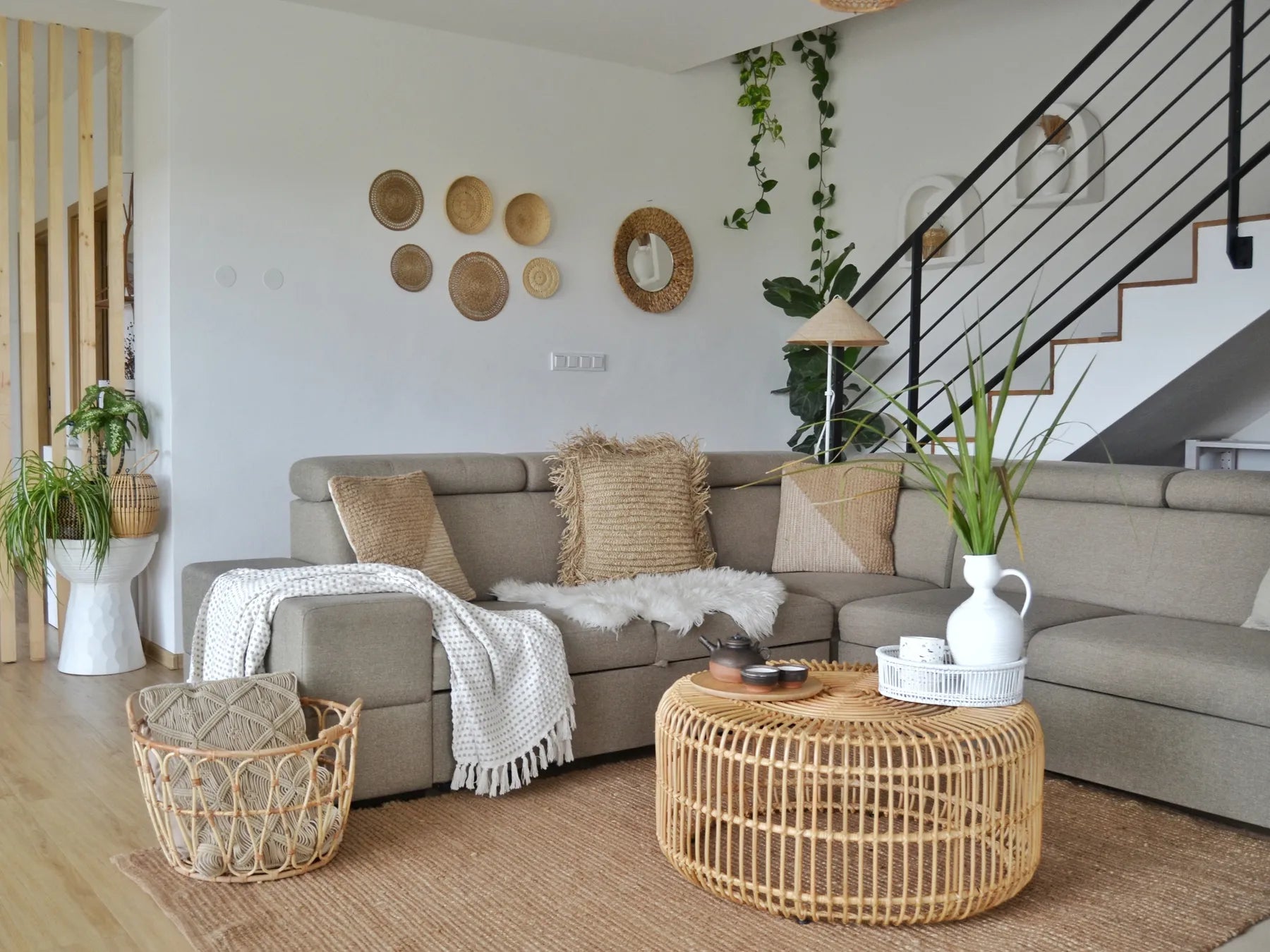 Coffee Table LIMNI Rattan Light Brown